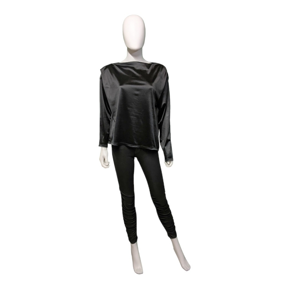 Banana Republic Factory Black Sheen Long Sleeve, L